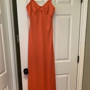 Nu mode size 5 vintage maxi in coral with lace embellished top